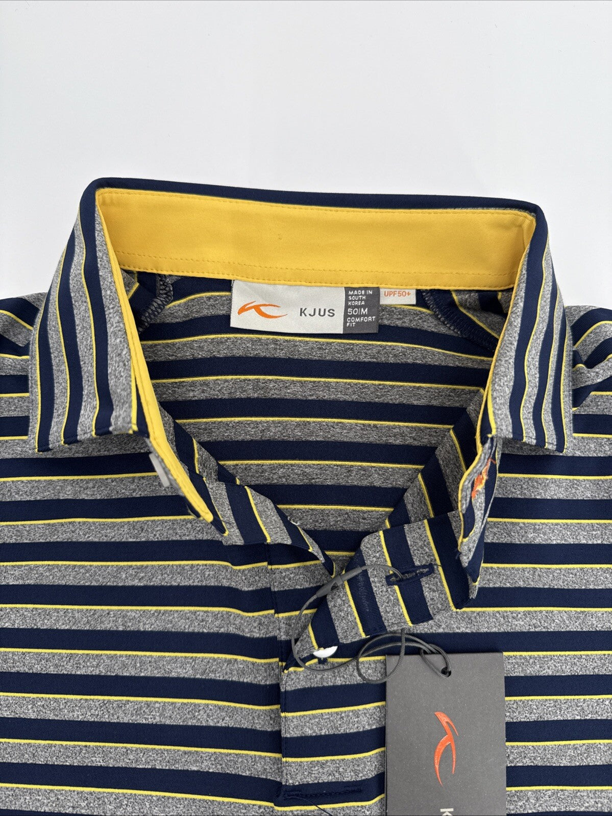 $99 Kjus Men’s Soren Golf Polo Striped Performance Shirt- Navy -Size: 50/Medium