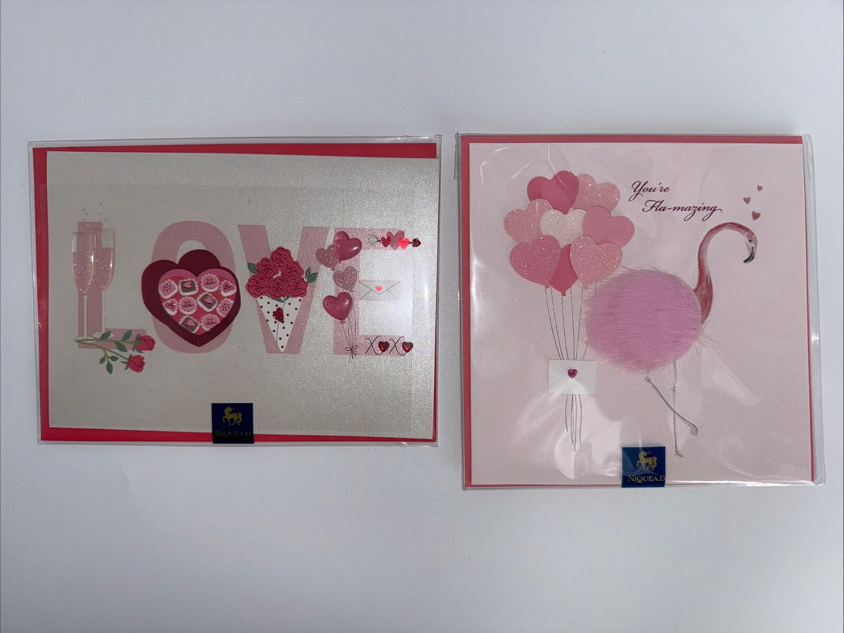 Lot Of 2 Niquea.D Dimensional Valentine's Day Greeting Cards- Upscaled Quality!