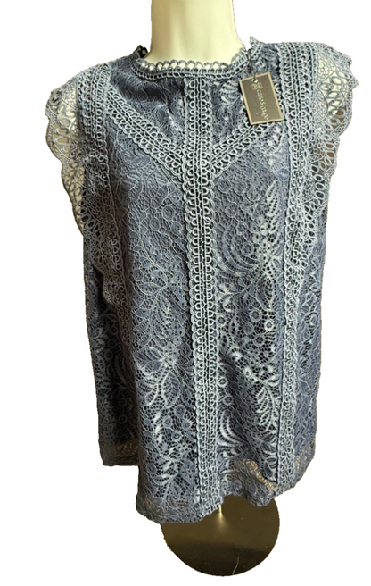 $75 Cable & Gauge Women’s-Crochet Lace Top-Navy-Medium-New Tag