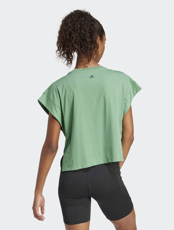 Adidas Women’s Cropped Studio Yoga Tee - Preloved Green - Size Med - NWT