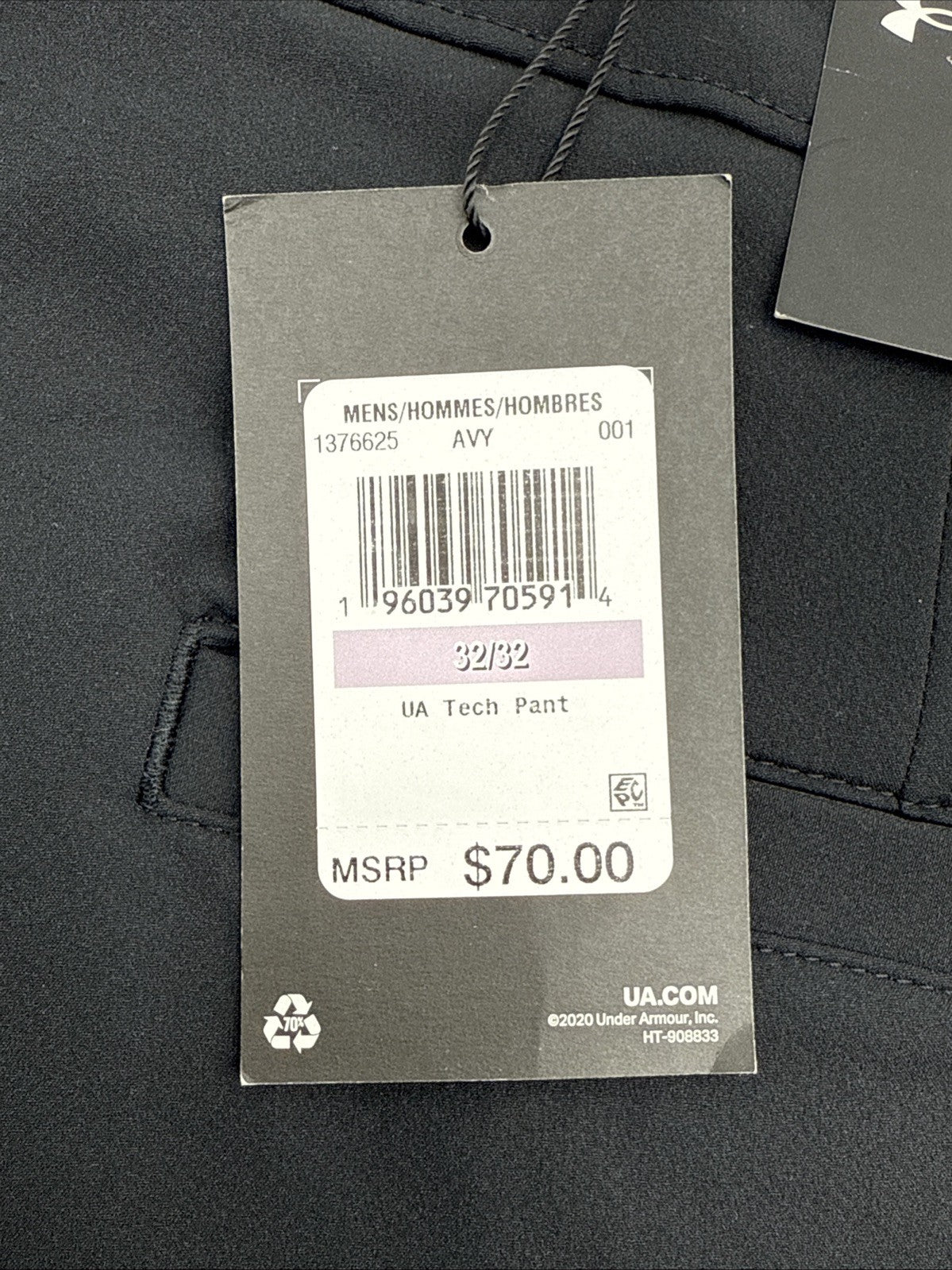 $70 Under Armour Men’s Wicking Golf Flat Front Pants -Black - Size: 32W 32L -New