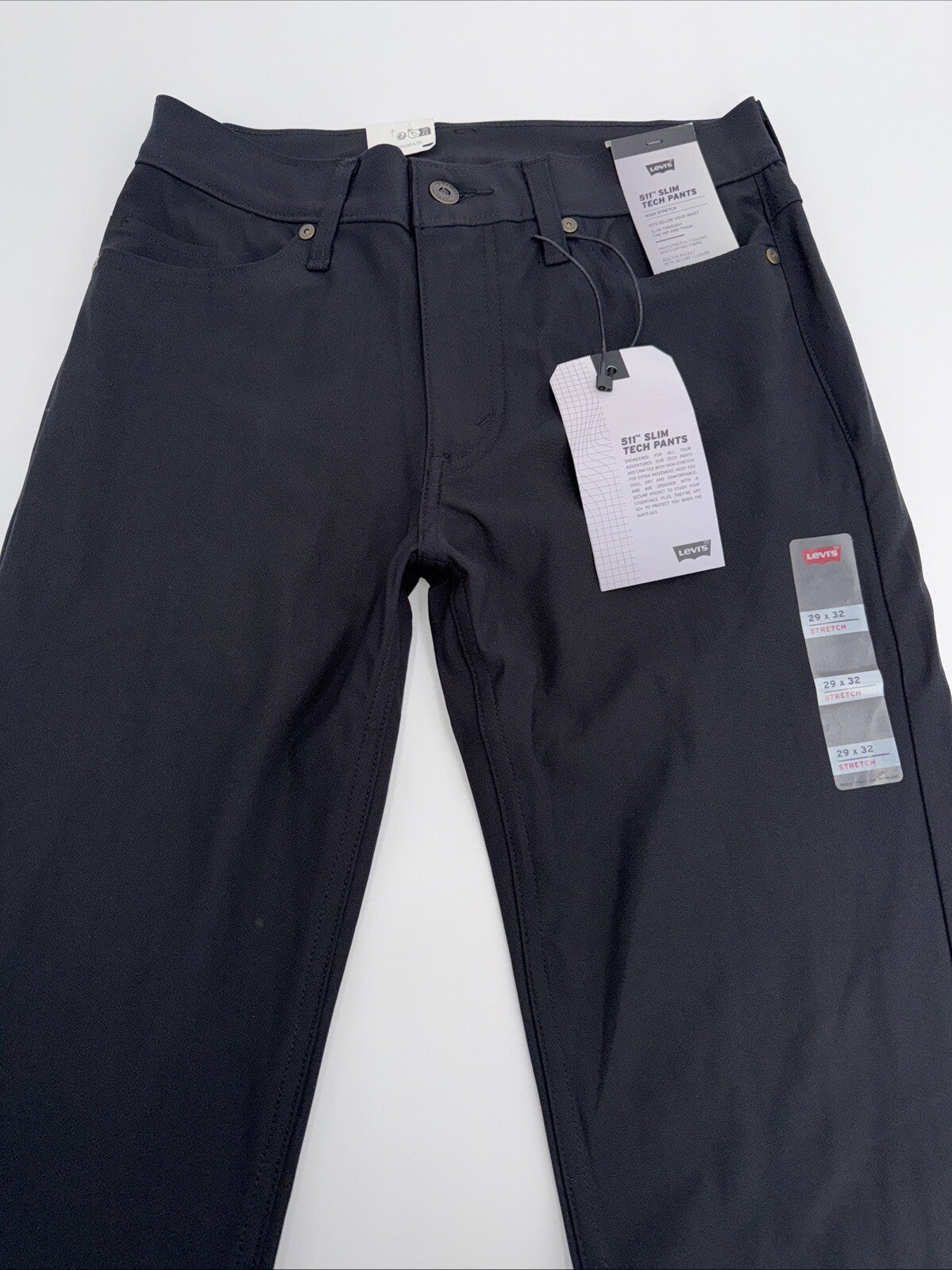 $70 Levi's Men's 511 Slim Tech Pants Stretch A92130010- Black- 29W 32L - New Tag
