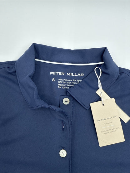 $95 Peter Millar Women's Sun Protection UPF 50+ Golf Polo Shirt-Navy-Small-New
