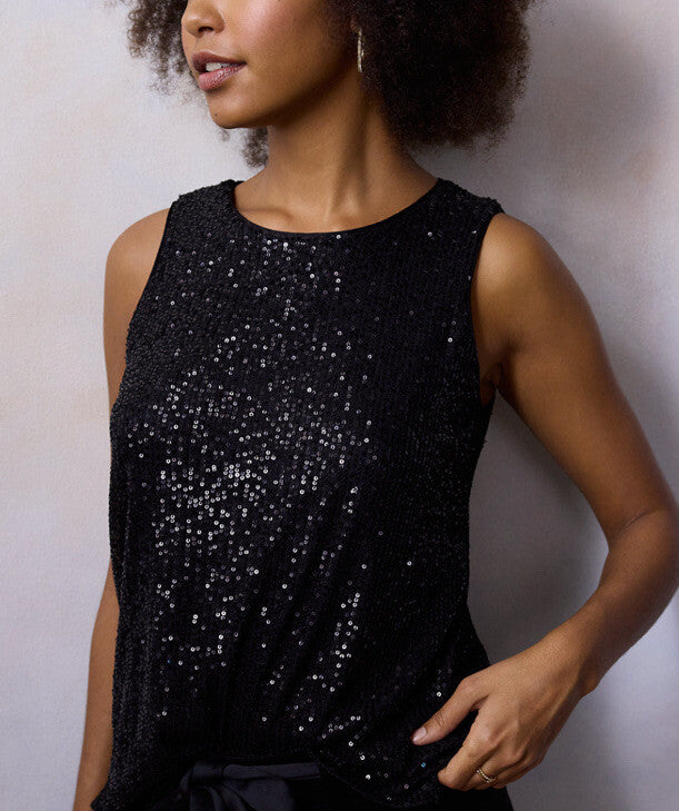 LC Lauren Conrad Women’s Scoopneck Sleeveless - Black Sequin-XSmall-New Tag  $48
