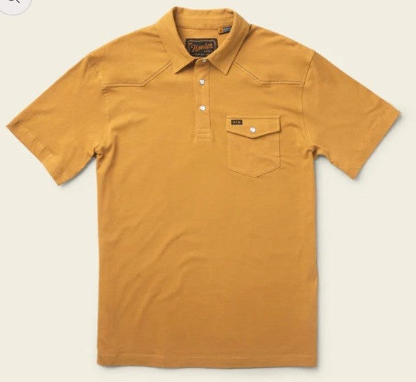 $69 Howler Bros Men's Ranchero Polo Shirt Short Sleeve- Honey Dijon- Small-New