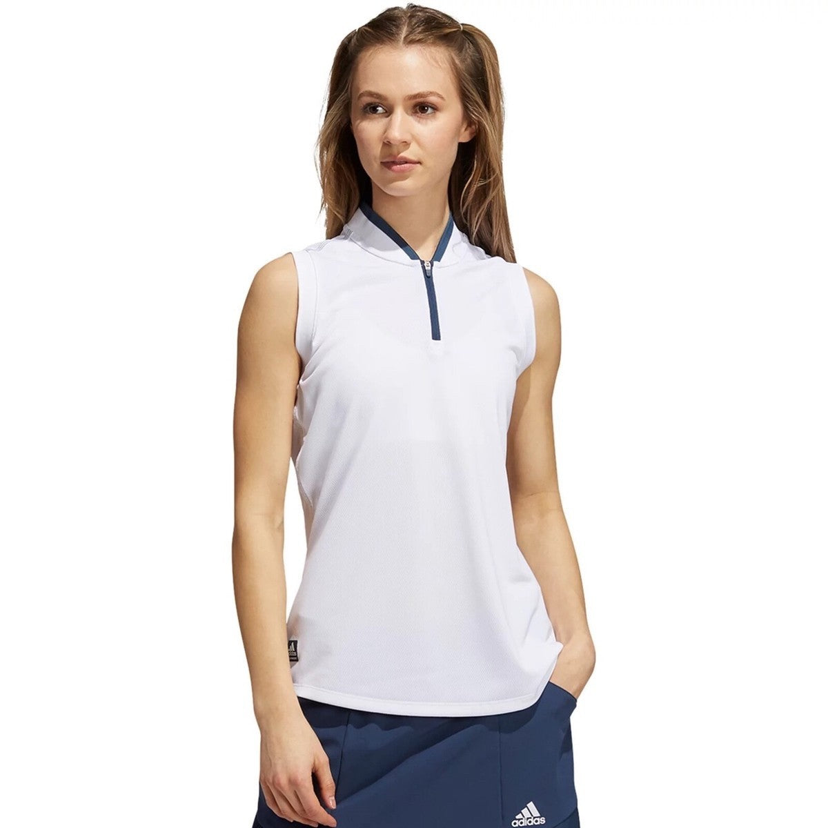 $50 Adidas Golf Women’s Jersey Sleeveless 1/4 Zip Top - White - Medium - New