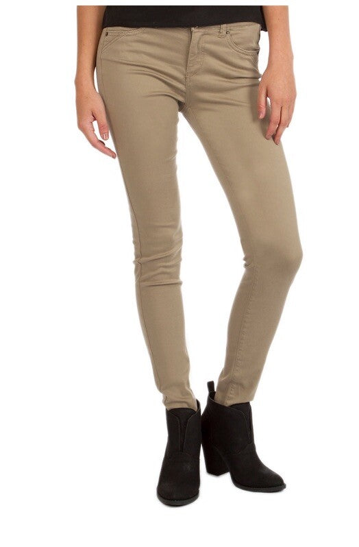 UNIONBAY Juniors' Karma Stretchy High Waisted Skinny Pants-Beige-Size: 3/27W-New