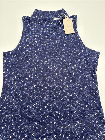 $95 Peter Millar Women’s Scottie Tossed Print Sleeveless Top- Navy Blue- Small