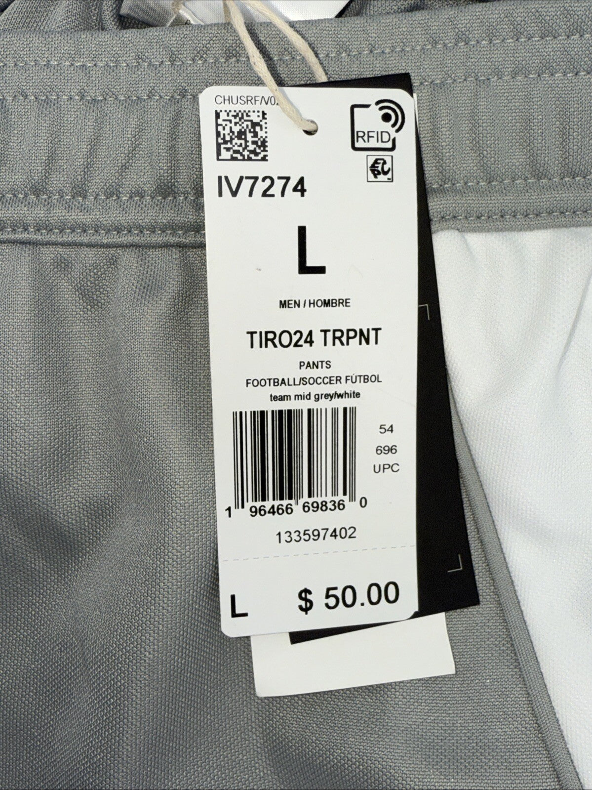 $50 Adidas Men's Tiro 24 Slim Training Pants- Grey On White-Large Tall (32L) New