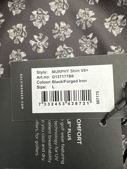 $110 Galvin Green Murphy Shirt V8+ Polo- Black/Forged Iron - Large - New tag