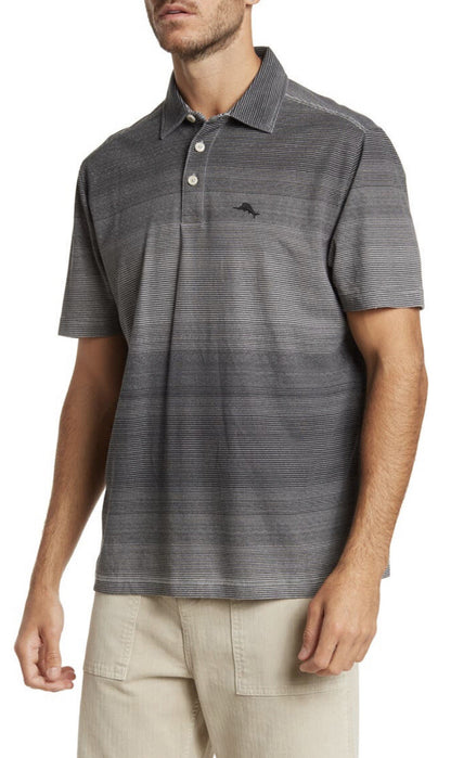 Tommy Bahama Men's Deauville Polo Shirt-Gray-Medium- New- Originally $99.50