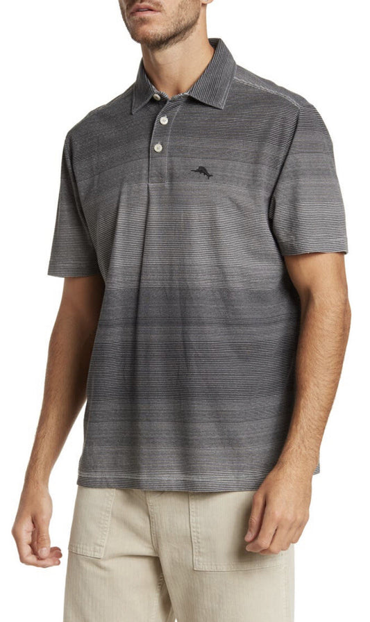 Tommy Bahama Men's Deauville Polo Shirt-Gray-Medium- New- Originally $99.50