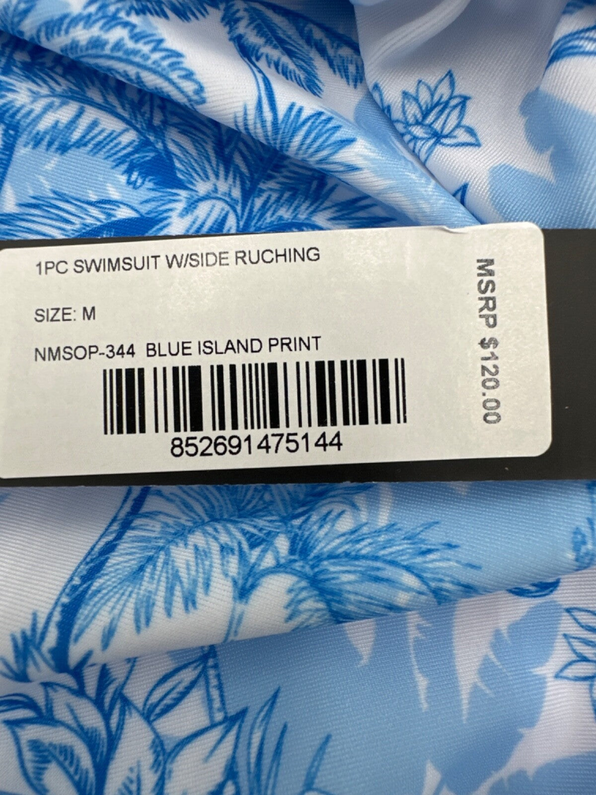 $120 Nicole Miller Women’s 1pc Swimsuit W/Side Ruching - Blue - Medium- New