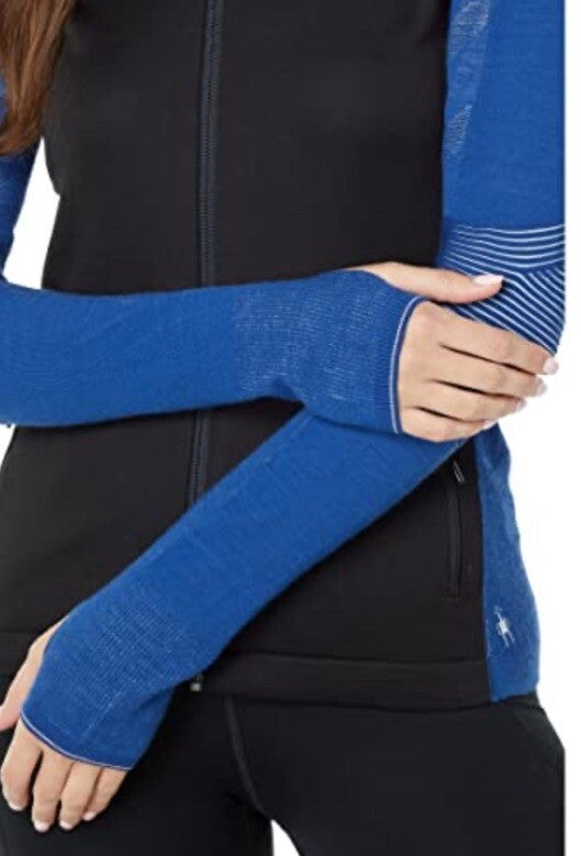 $200 SmartWool Woman’s Intraknit Active Jacket Merino Wool-Black/Blue-Medium-New