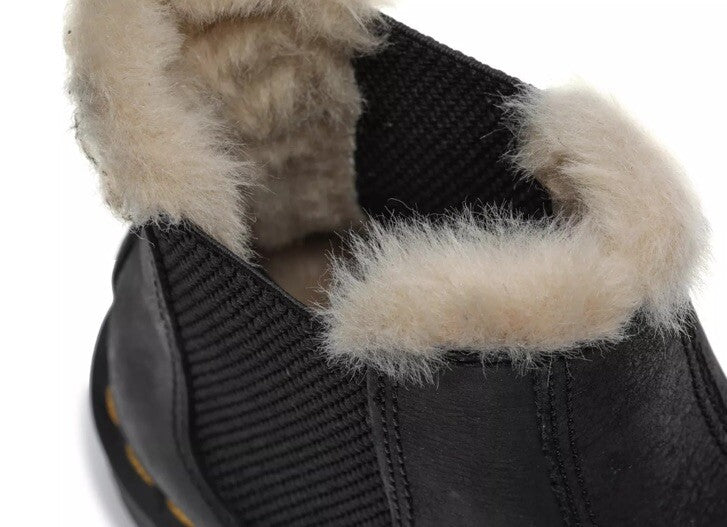 $180 Dr Martens Women’s 2976 Black Faux Fur Lined Chelsea Boots-Size: 10M-NEW