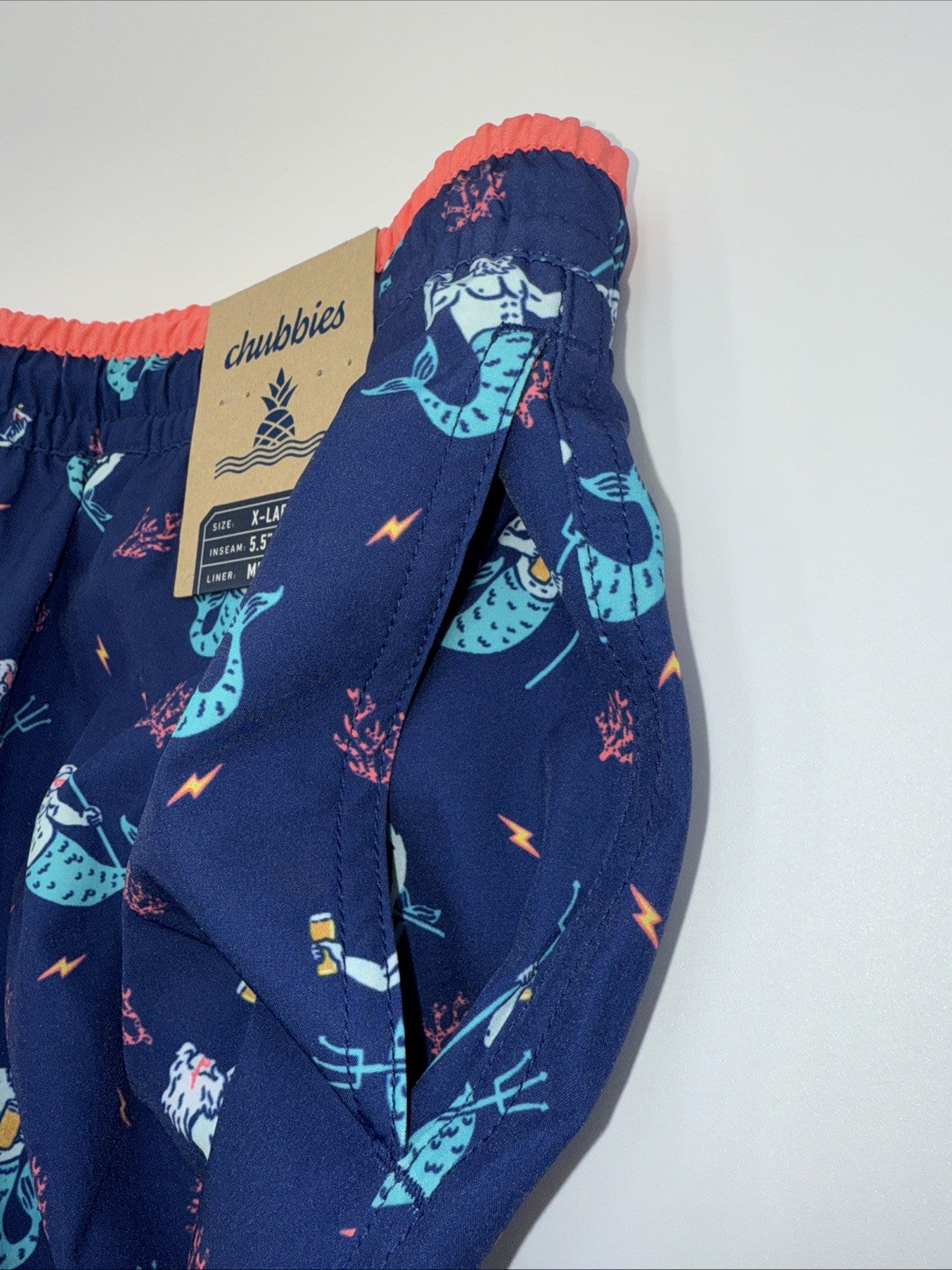 $70 Chubbies The Triton Of Sea 5.5" Inseam Swim Trunks- Blue -XLarge -New Tag