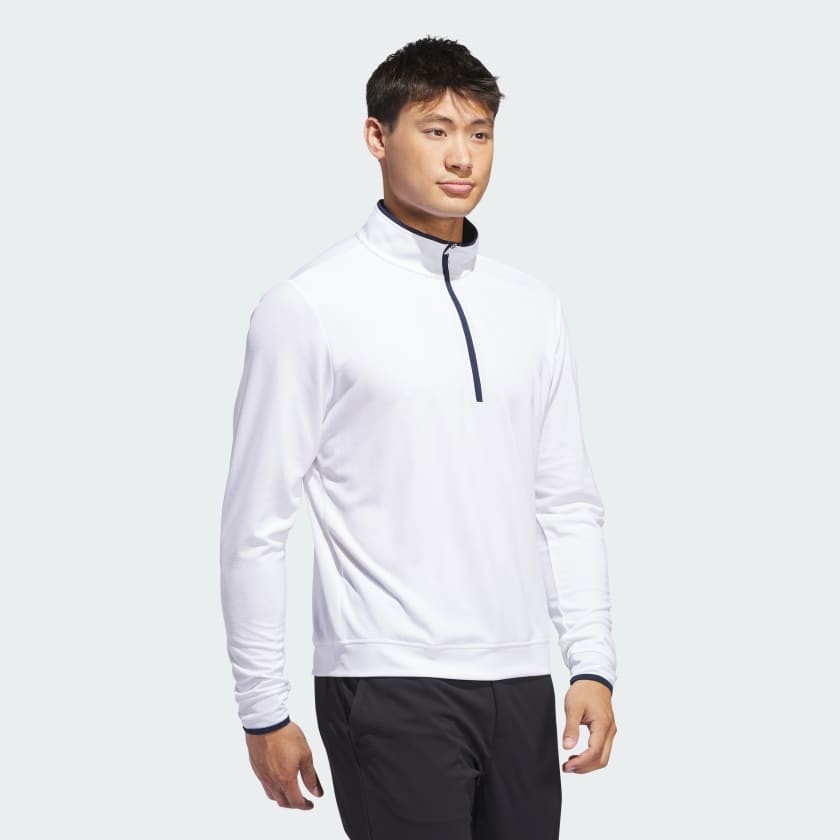 $70 Adidas Men’s Lightweight Half Zip Top - White - Large - New With Tags