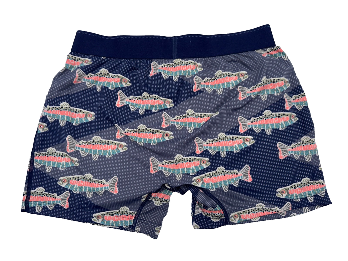 $34 SAXX Men’s Quest Quick Dry Mesh Boxer Brief Fly-Mosaic Trout - Small - New