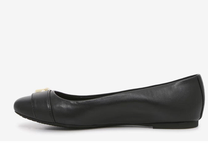 Michael Kors JILLY Ballet Flat MK Logo w/Gold Logo- Black- Size 6.5M - NEW