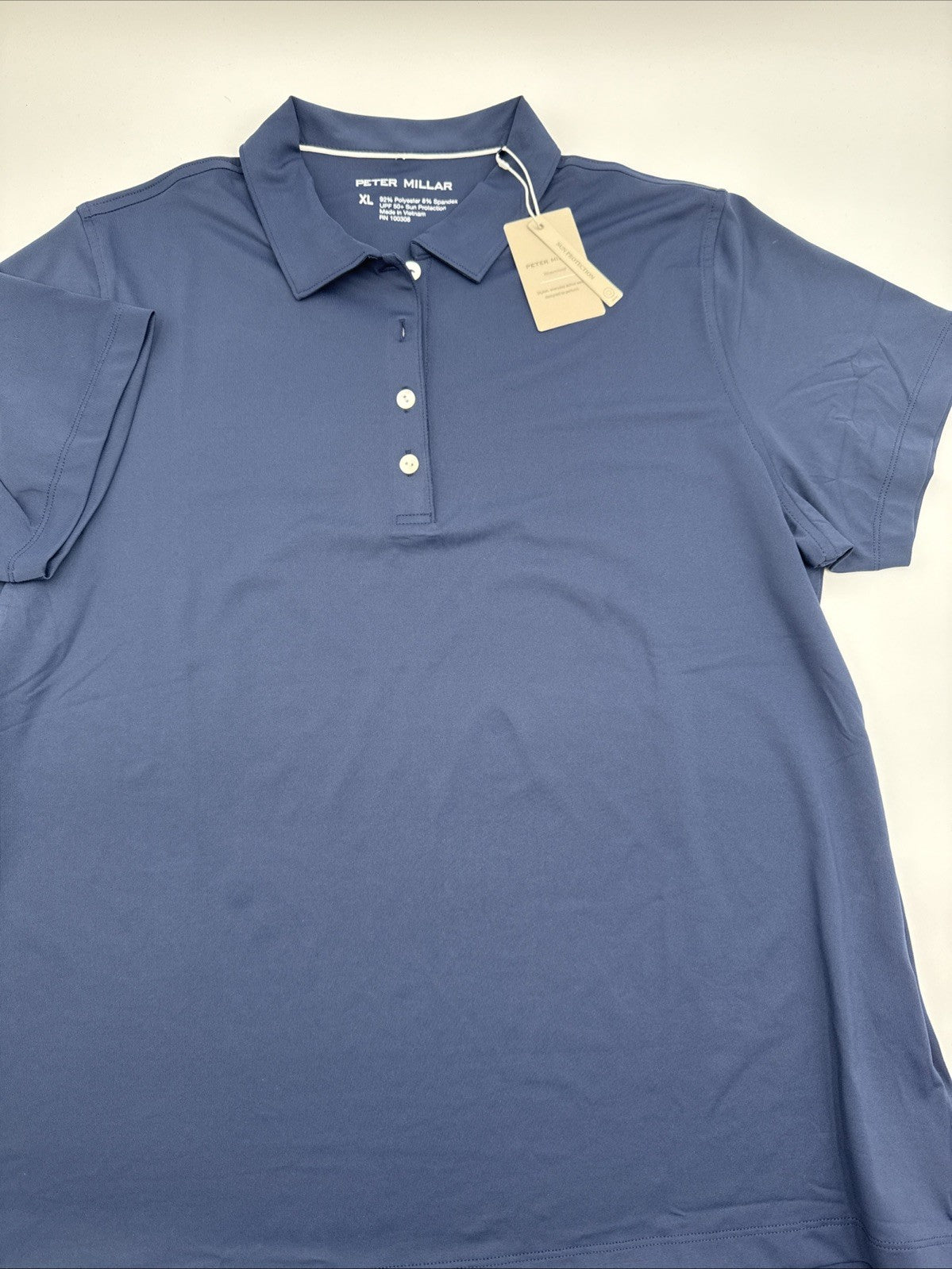 $95 Peter Millar Women's Sun Protection UPF 50+ Golf Polo Shirt-Navy-XLarge -New