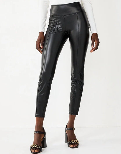 $36 NINE WEST Women's-Ponte Legging- Faux Black Leather- Small-New Tag