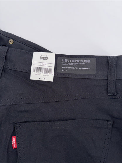 $70 Levi's Men's 511 Slim Tech Pants Stretch A92130010- Black- 34W 32L - New Tag