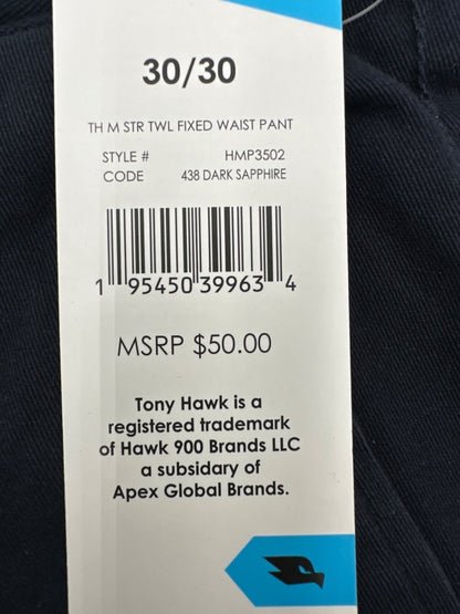 $50 Tony Hawk Men's Stretch Twill Pants - Dark Sapphire - 30W x 30L - New