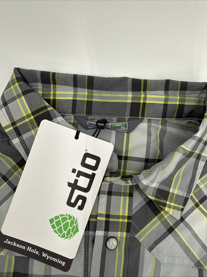 $120 Stio Men’s Eddy Shirt Long Sleeve Pearl Snap-Quiet Grey Plaid -XSmall-New