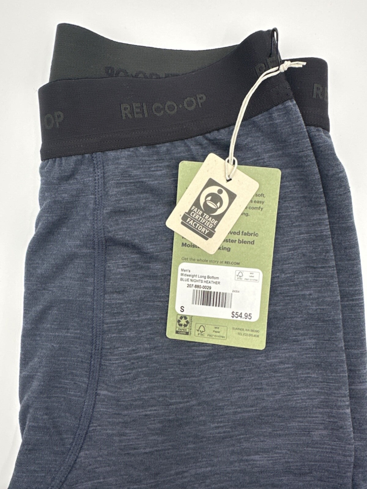 $55 REI Co-Op Men's Midweight Base Layer Bottoms- Blue Nights Heather-Small- New
