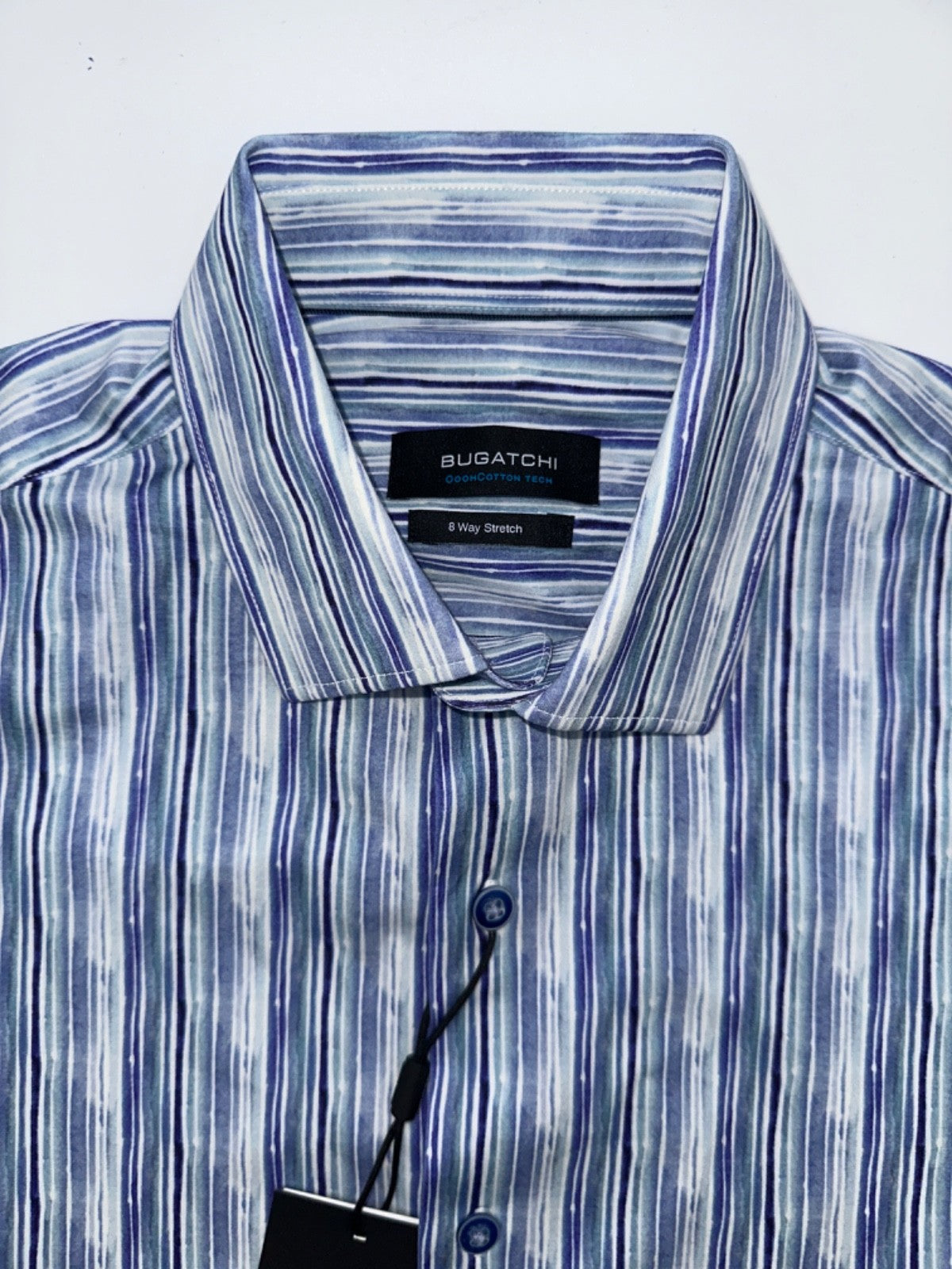 $150 Bugatchi Men's Button Up Shirt - Blue/White - Small - New With Tags
