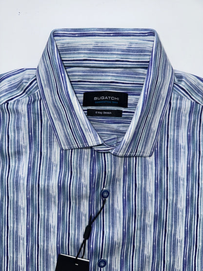 $150 Bugatchi Men's Button Up Shirt - Blue/White - Small - New With Tags