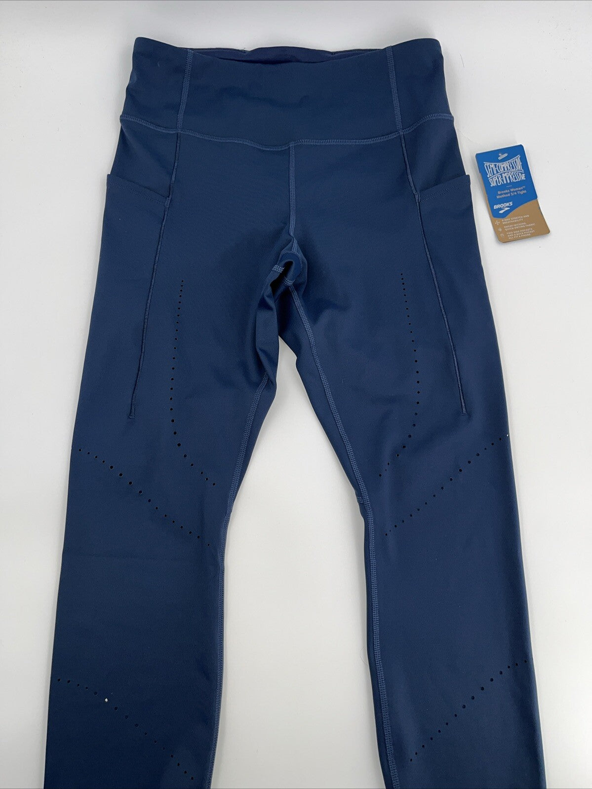 $95 Brooks Women’s Method 3/4 Tights - Navy - XLarge - New With Tags