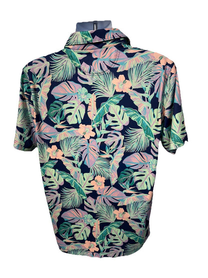 $60 Chubbies Men’s Polo Shirt The Night Fauna Performance- Navy Multi-Medium-New
