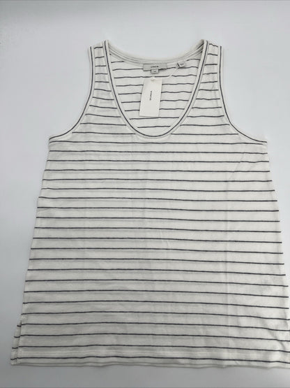 $80 *New* Vince Easy Scoop Neck Striped Tank Top- Off White- Large -New Tag