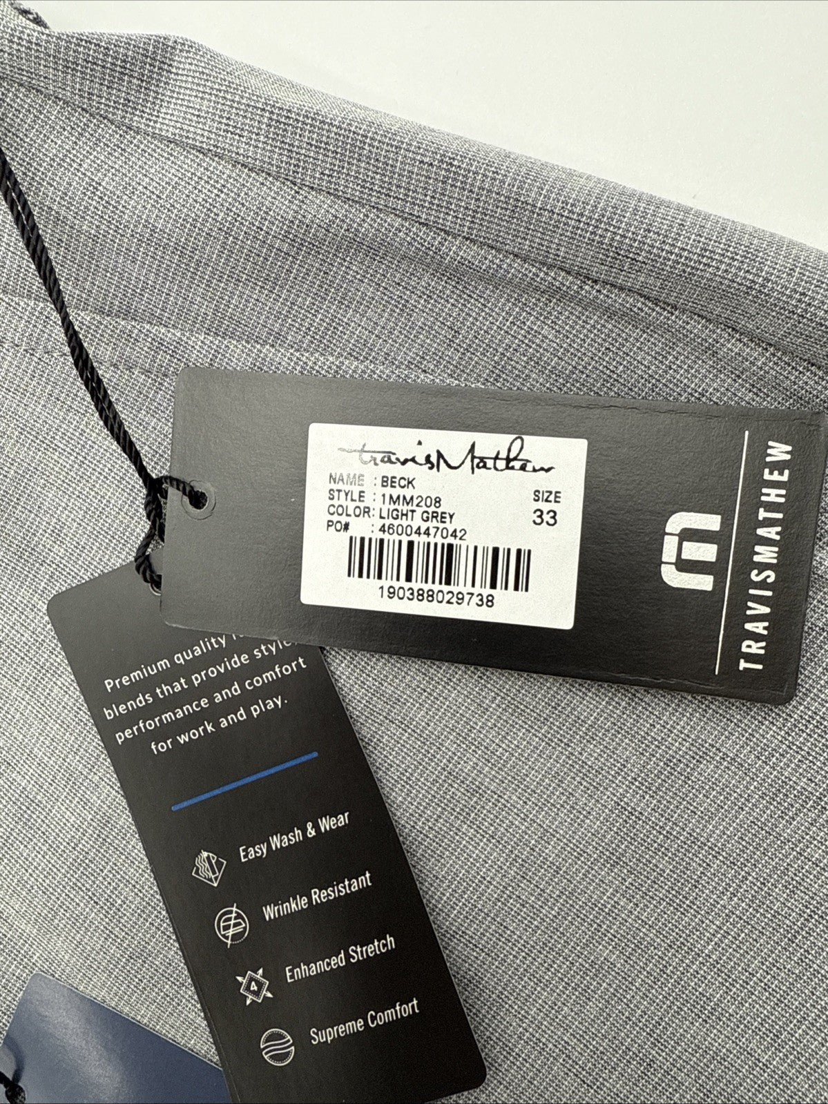 $85 Travis Mathew Men's Beck Shorts Stretch Waistband - Light Grey-Size: 33- New