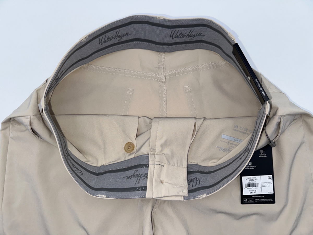 $80 Walter Hagen Men's 5 Pocket Slim Fit Golf Pants - Khaki - 30W x 30L - New