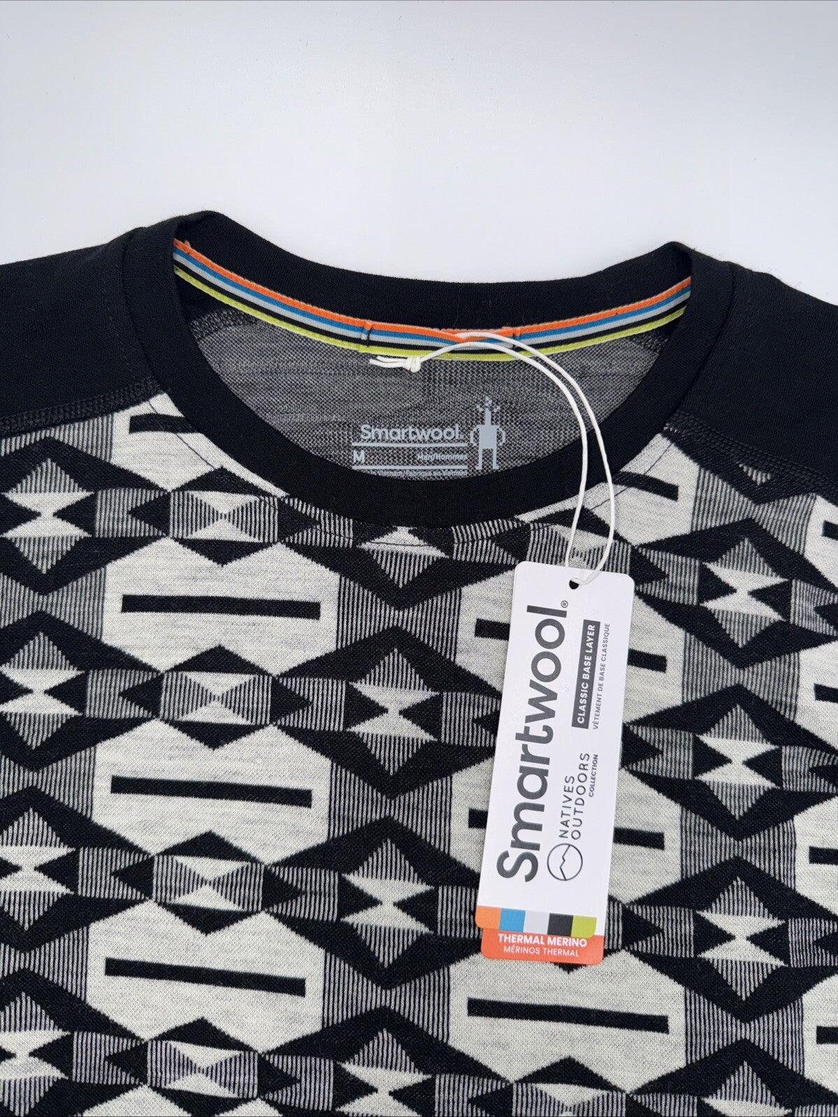 $115 Smartwool Men's Classic Base Layer Merino Crew - Black Clouds - Medium -NEW