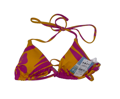 $86 Roxy Women's Tiki Triangle Top & Side Tie Bottoms Bikini Set - Pink-Medium