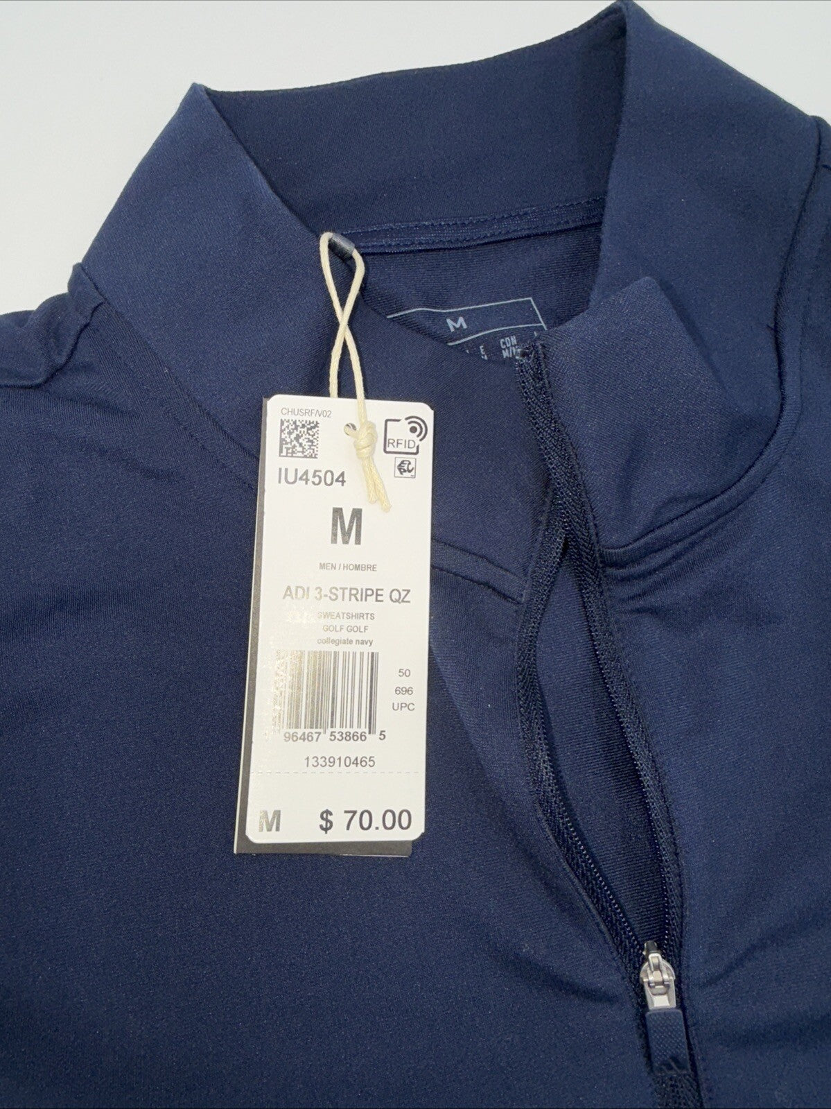 $70 adidas Men’s Adi 3 Stripes Lightweight 1/2 Zip Pullover- Navy - Medium - New