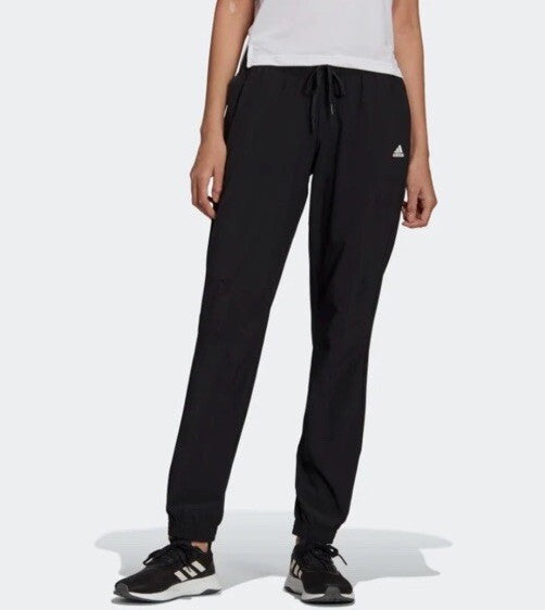$70 Adidas Women’s Essential Comfy Woven Joggers Pants- Black- Medium- New Tag