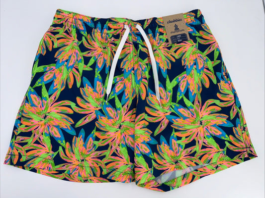 $70 Chubbies The Ocean Flowers 5.5" Inseam Swim Trunks-Multi -Large -New Tag