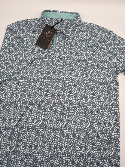 $65 Swannies Men’s Golf Preston Polo Shirt- Aqua/White - Medium - New Tags