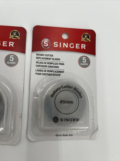 Lot 2 Pack- Singer Rotary Cutter Replacement Blades 45 mm 5 Pack 07147-Total 10