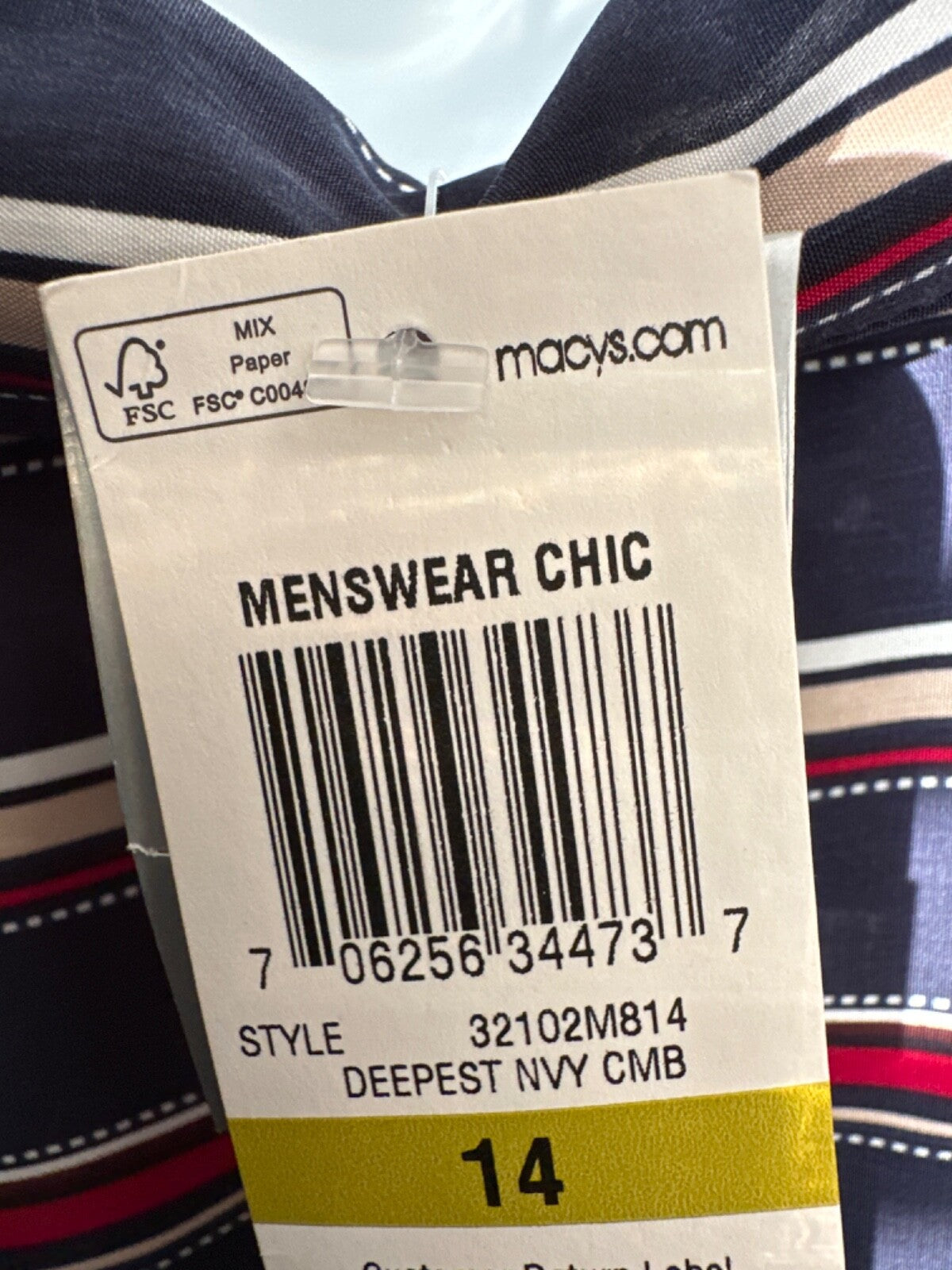 $110 Charter Club Women's Striped Drawstring Dress- Deepest Navy - Size 14-New