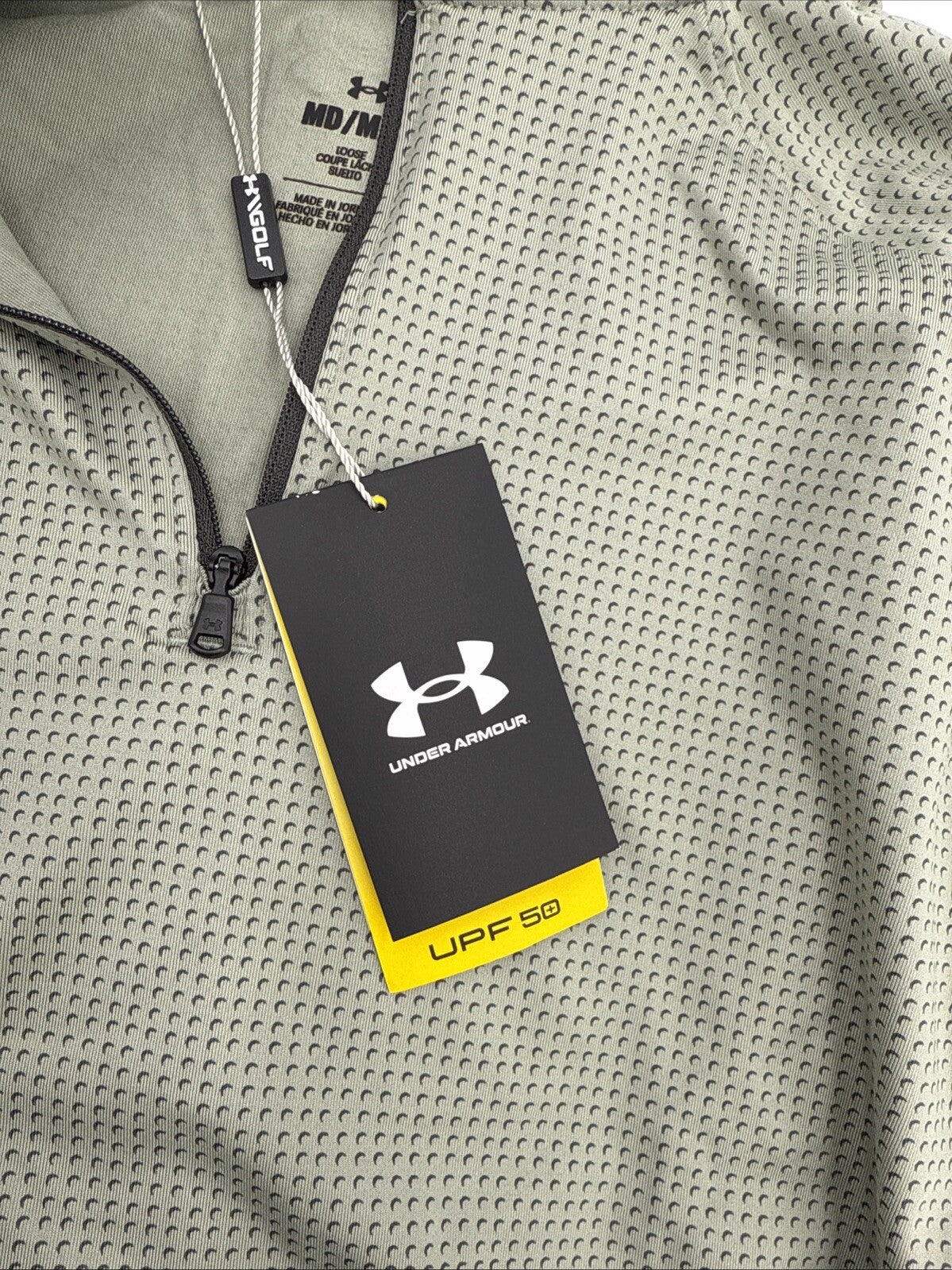 $75 Under Armour Men’s T2 Half Moons Print 1/4 Zip Golf Top - Green- Medium -New
