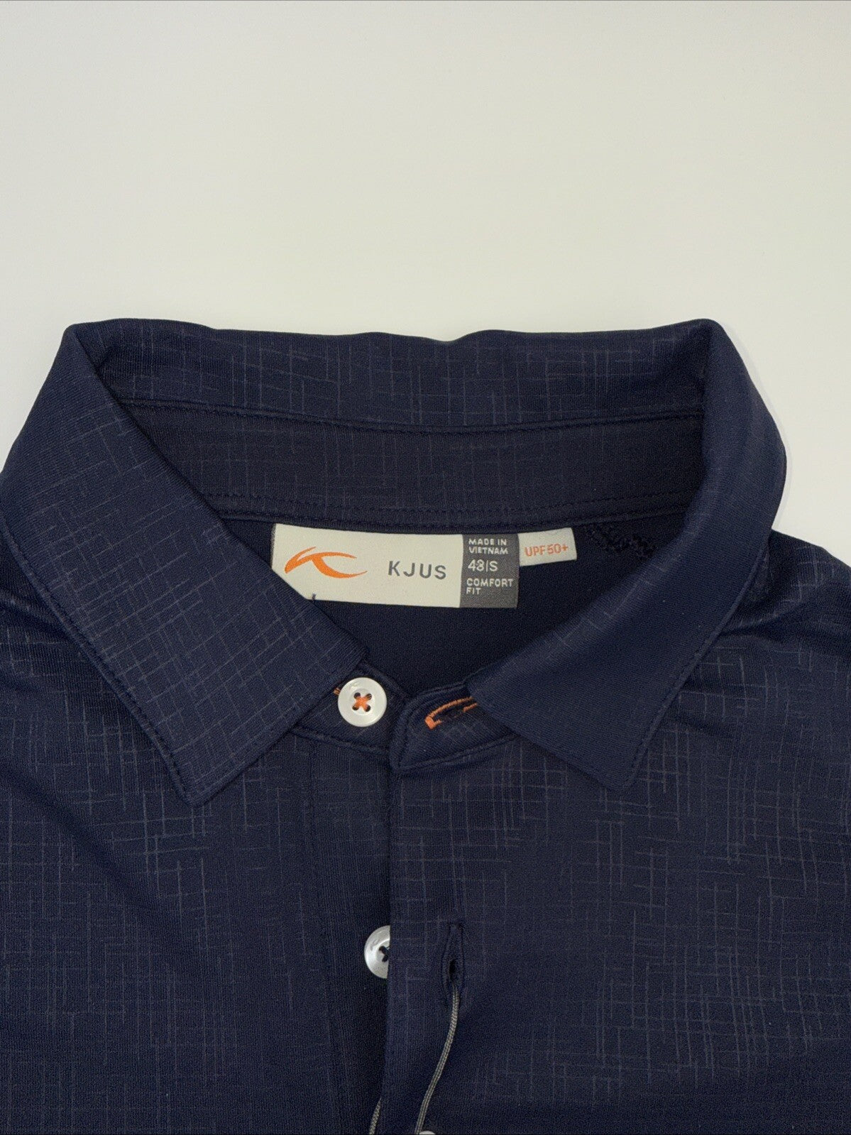 $109 Kjus Men’s Motion Golf Polo Embossed Performance Shirt-Navy-Size: 48/Small