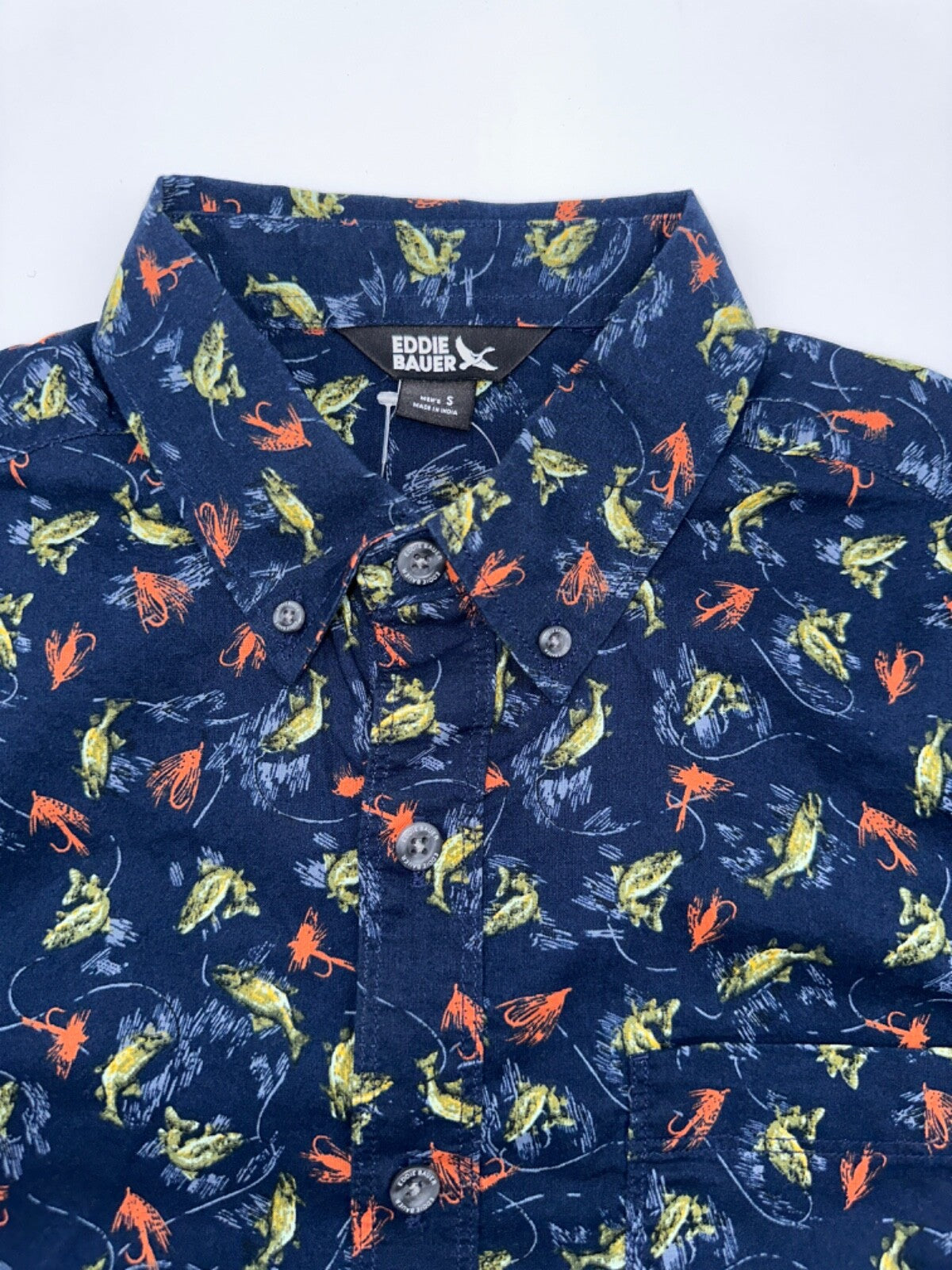 $50 Eddie Bauer Men’s Baja Button Up Shirt - Blue - Small - New With Tags