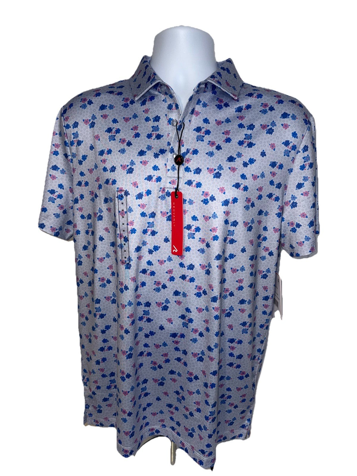 $110 Redvanly Men’s Leone Golf Performance  Polo Shirt-Blue Lavender -Small -New