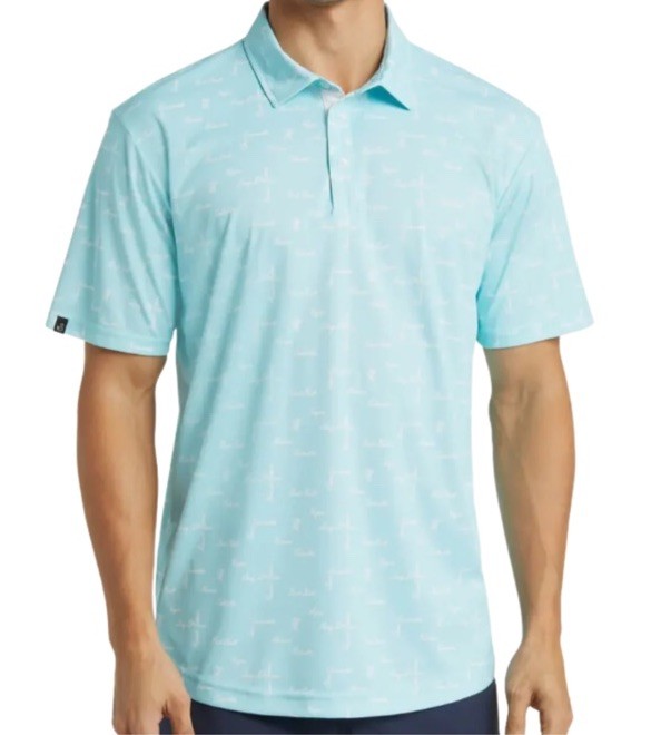 $65 Swannies Men’s Golf Barber Polo Shirt-Aqua/White- Medium - New With Tags