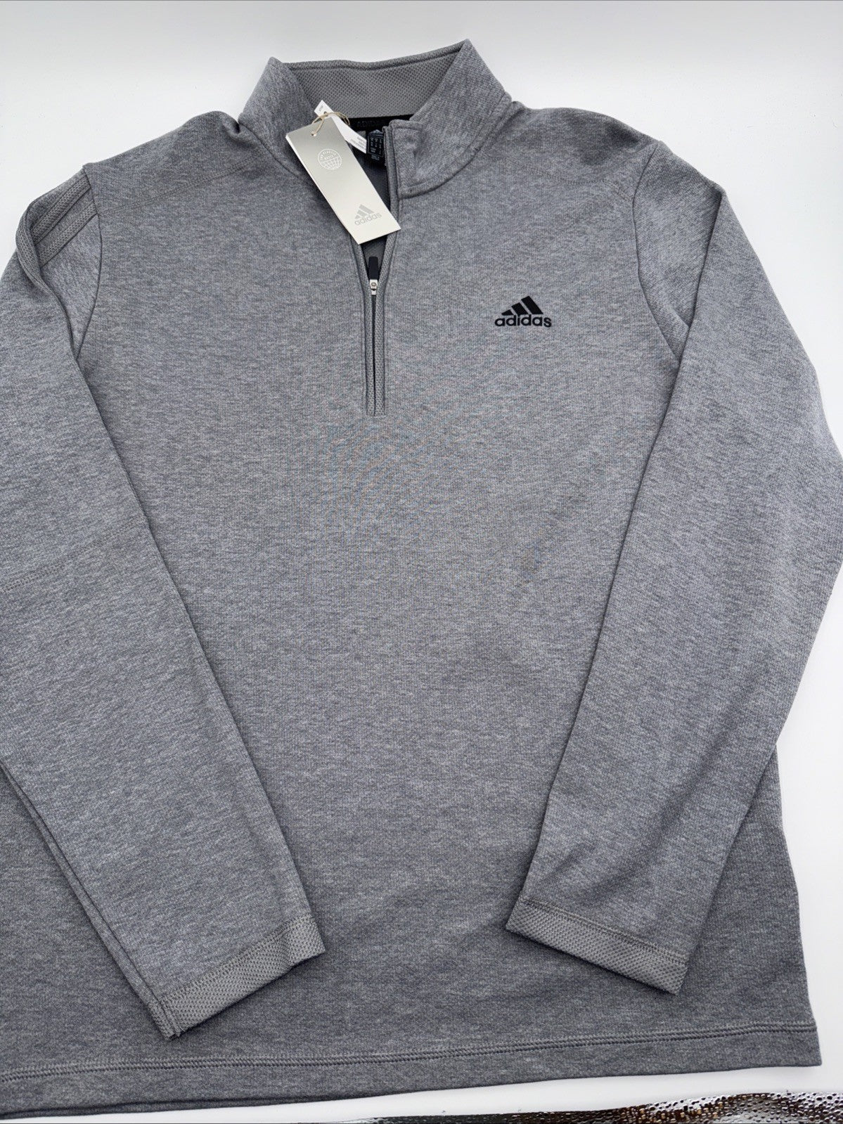$70 Adidas Mens Men's 3-Stripes Quarter Zip Pullover Golf- Grey- Medium- New Tag